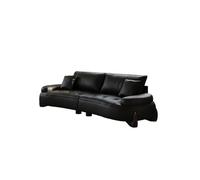 KIBONCY Modern Curved Black Faux Leather Sofa,Modular 3-Seater Couch with Deep Seats, Luxury Upholstered for Living Room(280cm)