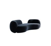 KIBONCY Modern Curved Boucle Sofa, Irregular Wavy Upholstered Couch, Minimalist Deep-Seat Living-Room Furniture, in Beige and Black for Home(A,240cm)