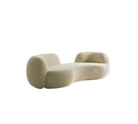 KIBONCY Modern Curved Boucle Sofa, Irregular Wavy Upholstered Couch, Minimalist Deep-Seat Living-Room Furniture, in Beige and Black for Home(B,210cm)