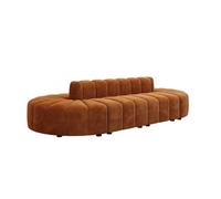 KIBONCY Modern Curved Pumpkin Channel Tufted Sofa, Multi-Size Velvet Upholstered Sectional with Solid Wood Frame, Accent Furniture for Living Room(C)