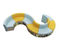 KIBONCY Modern Curved S-Shaped Bookcase Sofa, Irregular-Shaped Early Education Library Multi-Functional Bookshelf(D)