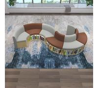 KIBONCY Modern Curved S-Shaped Bookcase Sofa, Irregular-Shaped Early Education Library Multi-Functional Bookshelf(C)