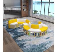 KIBONCY Modern Curved S-Shaped Bookcase Sofa, Irregular-Shaped Early Education Library Multi-Functional Bookshelf(E)