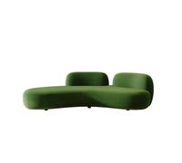 KIBONCY Modern Curved Velvet Sofa, 2-Seater Asymmetrical Couch with Frosted Upholstery Minimalist Loveseat, for Living Room(A,210cm)