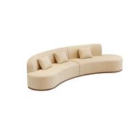 KIBONCY Modern Curved Wave Sofa Set, 210/240/270/300cm Velvet Upholstered Sectional with Single Chair, Sturdy Wood Frame Living Room(E)