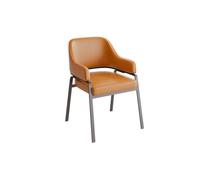 KIBONCY Modern Faux Leather Dining Chair with Metal Frame, Minimalist Accent, Upholstery with Black Legs for Living Room(B)