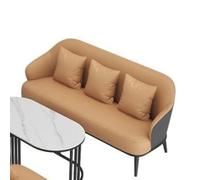 KIBONCY Modern Faux Leather Sofa Set with Metal Legs, Loveseat Upholstered for Office Lounge 3-Seater Couch and Accent Chair for Living Room(H)