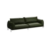 KIBONCY Modern Green Leather Sofa, 2-3 Seater Deep Seat Couch, Heavy-Duty Metal Legs Contemporary Furniture for Living Room Apartment, Upholstery(B)