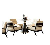 KIBONCY Modern Leather Accent Chair Set Arm Chairs Ergonomic Lounge with Extra Soft Pocket Spring Cushion for Long Reading(C,80cm -Table)