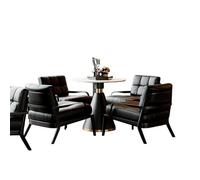 KIBONCY Modern Leather Accent Chair Set Arm Chairs Ergonomic Lounge with Extra Soft Pocket Spring Cushion for Long Reading(A,70cm -Table)