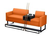 KIBONCY Modern Light Luxury Billiard Spectator Sofa, Couch with Metal Stand & Comfortable Backrest, Waterproof & Stain-Resistant PU Leather(G)
