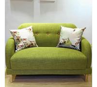 KIBONCY Modern Linen Fabric Mini Sofa Couch 2-Seater Love Seat with Backs and Natural Wood Legs Loveseat, Style for Living Room, Bedroom(2,1.2m)