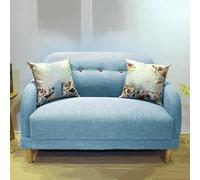 KIBONCY Modern Linen Fabric Mini Sofa Couch 2-Seater Love Seat with Backs and Natural Wood Legs Loveseat, Style for Living Room, Bedroom(5,1.5m)