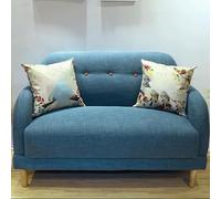 KIBONCY Modern Linen Fabric Mini Sofa Couch 2-Seater Love Seat with Backs and Natural Wood Legs Loveseat, Style for Living Room, Bedroom(3,1.5m)