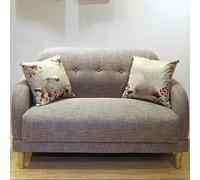 KIBONCY Modern Linen Fabric Mini Sofa Couch 2-Seater Love Seat with Backs and Natural Wood Legs Loveseat, Style for Living Room, Bedroom(1,1.7m)