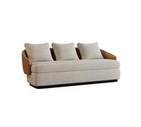 KIBONCY Modern Living Room Sofa & Loveseat with Faux Leather Armrests Upholstered Couch Set with for Home Office Apartment(6)