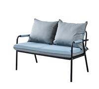 KIBONCY Modern Metal Frame Loveseat Bench, Two-Tone Waterproof Leather 2 Seater Sofa with Detachable Cushions, Easy Assemble Compact Couch for Balcony House(B,105x65x74cm)