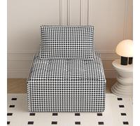 KIBONCY Modern Modular Cube Lounge Chair, Solid & Houndstooth Pattern Upholstered Padded Single Sofa Seat for Compact Living Spaces(A,90x90x40cm)