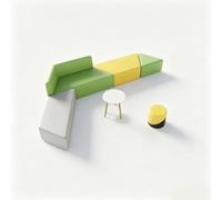 KIBONCY Modern Modular Lounge Sofa Set, Minimalist Waiting Room, PU Leather Triangle Seating Colorful Blocks for Classroom(E)