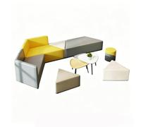 KIBONCY Modern Modular Lounge Sofa Set, Minimalist Waiting Room, PU Leather Triangle Seating Colorful Blocks for Classroom(A)
