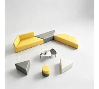 KIBONCY Modern Modular Lounge Sofa Set, Minimalist Waiting Room, PU Leather Triangle Seating Colorful Blocks for Classroom(G)