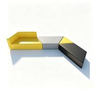 KIBONCY Modern Modular Lounge Sofa Set, Minimalist Waiting Room, PU Leather Triangle Seating Colorful Blocks for Classroom(C)