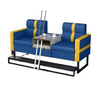 KIBONCY Modern Pool Hall Booth Sofa with Side Table, Integrated Storage & Cup Holder Design, High-Density Foam Upholstered Lounge Seating for Billiard Club(G)