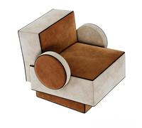 KIBONCY Modern Retro Dual-Tone Accent Chair, Contrast Geometric Sofa, Mid-Century Upholstered Single for Small Space Reading