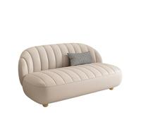 KIBONCY Modern Shell Ribbed Sofa, 2-3 Seater Stain-Resistant Leatherette Compact Design with Solid Wood Legs,for Living Room/Home Office/Apartment(H,175cm)