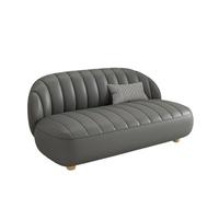 KIBONCY Modern Shell Ribbed Sofa, 2-3 Seater Stain-Resistant Leatherette Compact Design with Solid Wood Legs,for Living Room/Home Office/Apartment(F,175cm)