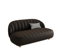 KIBONCY Modern Shell Ribbed Sofa, 2-3 Seater Stain-Resistant Leatherette Compact Design with Solid Wood Legs,for Living Room/Home Office/Apartment(D,120cm)