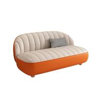 KIBONCY Modern Shell Ribbed Sofa, 2-3 Seater Stain-Resistant Leatherette Compact Design with Solid Wood Legs,for Living Room/Home Office/Apartment(B,70cm)