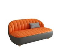KIBONCY Modern Shell Ribbed Sofa, 2-3 Seater Stain-Resistant Leatherette Compact Design with Solid Wood Legs,for Living Room/Home Office/Apartment(C,175cm)