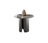 KIBONCY Modern Slate Round Coffee Table Set, Designer Nesting Tables for Small Apartment Living Room(B-80cm x 40cm)