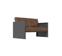 KIBONCY Modern Sofa Brown Faux Leather with Dark Gray Metal Frame, Industrial with,Heavy-Duty Upholstered(B)