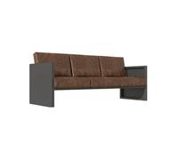 KIBONCY Modern Sofa Brown Faux Leather with Dark Gray Metal Frame, Industrial with,Heavy-Duty Upholstered(C)