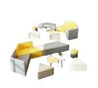 KIBONCY Modern Triangle Modular Sofa, Sectional Set Colorful PU Leather Seating Blocks for Classroom & Waiting Room(G)