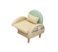 KIBONCY Modern Two-Tone Accent Chair, Faux Leather Upholstery Compact Single Sofa, & Natural Wood Leg for Small Spaces(F)