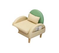 KIBONCY Modern Two-Tone Accent Chair, Faux Leather Upholstery Compact Single Sofa, & Natural Wood Leg for Small Spaces(H)