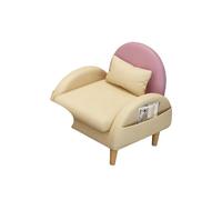 KIBONCY Modern Two-Tone Accent Chair, Faux Leather Upholstery Compact Single Sofa, & Natural Wood Leg for Small Spaces(B)