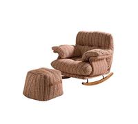 KIBONCY Modern Upholstered Rocking Chair with Ottoman, Comfy Chenille Fabric Glider Rocker Oversized with for Nursery & Living Room(F)