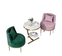 KIBONCY Modern Velvet Living Room Table and Chair Set, Luxury 3/4 Piece Conversation, PU Leather Single Sofa Chairs with Marble(F)