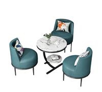 KIBONCY Modern Velvet Living Room Table and Chair Set, Luxury 3/4 Piece Conversation, PU Leather Single Sofa Chairs with Marble(E)