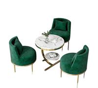KIBONCY Modern Velvet Living Room Table and Chair Set, Luxury 3/4 Piece Conversation, PU Leather Single Sofa Chairs with Marble(I)