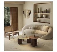 KIBONCY Modernos Conjuntos de Mesa y sillas con múltiples Asientos, sofá Curvo de Mediados de Siglo, cálidos Juegos de Muebles para Sala de Estar, sofá tapizado con Marco de Madera 2.1mE