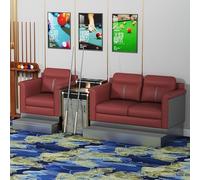 KIBONCY Modular Combination Billiard Spectator Sofa, 3 Seater PU Leather Pool Hall Viewing Chair with Integrated Storage Side Table for Commercial Club(E)