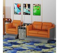 KIBONCY Modular Combination Billiard Spectator Sofa, 3 Seater PU Leather Pool Hall Viewing Chair with Integrated Storage Side Table for Commercial Club(A)