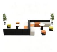 KIBONCY Modular Reception Sectional Sofa, Color Block Interlocking Waiting Blocks, Splicing Fabric Lounge Couch with Cube Stools for Office Lobby(G)