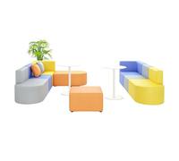 KIBONCY Modular Reception Sofa, Flexible Combination Waiting Lounge Couch, Waterproof Leather Spliced Sectional with Anti-Scratch Base Feet, for Office