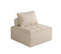 KIBONCY Modular Single Sofa Chair, Corduroy/Tech Cloth Upholstered Cube Seat with Adjustable Back Pillow, Accent for Living Room Bedroom(A,80x80x40cm)